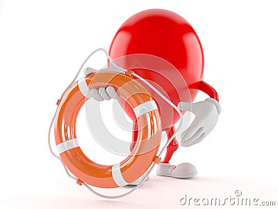 Balloon character holding life buoy Stock Photo