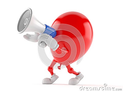 Balloon character speaking through a megaphone Stock Photo