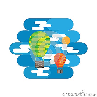 Balloon and Cloud in the Sky Vector Illustration
