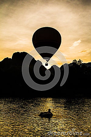 Balloon in the dawn of the day Stock Photo