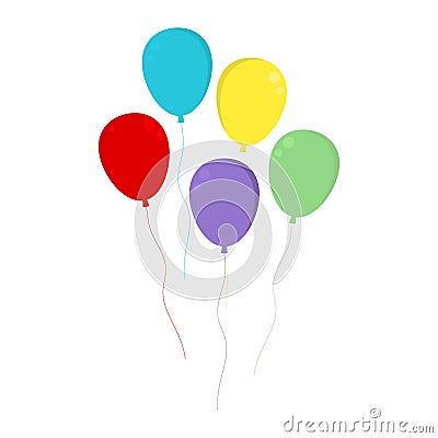 Balloon in different colors. Set of simple balloons for the holiday Vector Illustration
