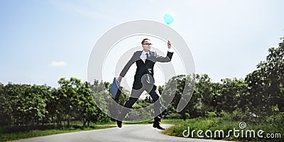 Balloon Executive Flying Success Business Rise Start Concept Stock Photo