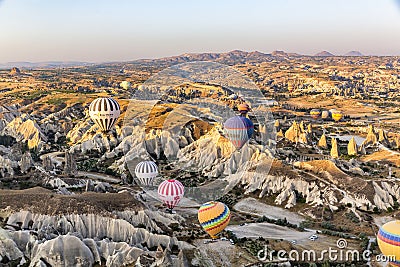 The balloon flight, the great tourist attraction of Cappadocia Editorial Stock Photo