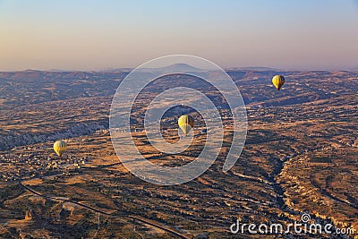 The balloon flight, the great tourist attraction of Cappadocia Editorial Stock Photo