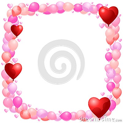 Balloon frame with hearts Vector Illustration