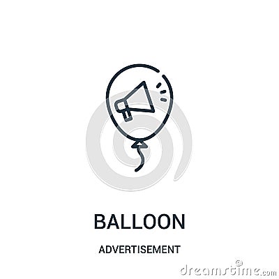balloon icon vector from advertisement collection. Thin line balloon outline icon vector illustration Vector Illustration
