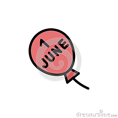 Balloon, 1 June icon. Simple color with outline vector elements of Children\'s day icons for ui and ux, website or mobile Stock Photo