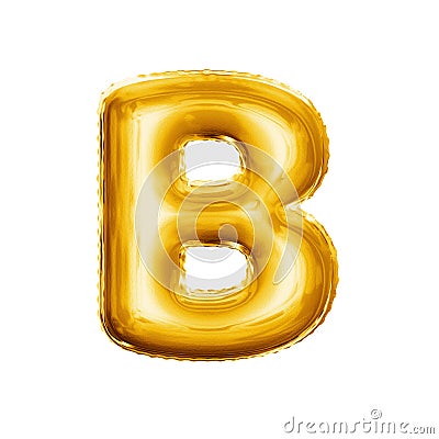 Balloon letter B 3D golden foil realistic alphabet Stock Photo