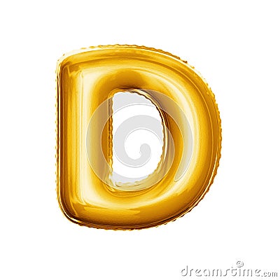 Balloon letter D 3D golden foil realistic alphabet Stock Photo