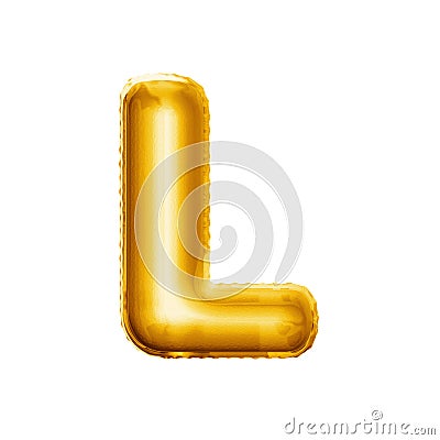 Balloon letter L 3D golden foil realistic alphabet Stock Photo