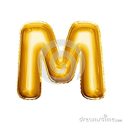 Balloon letter M 3D golden foil realistic alphabet Stock Photo