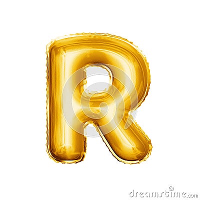 Balloon letter R 3D golden foil realistic alphabet Stock Photo