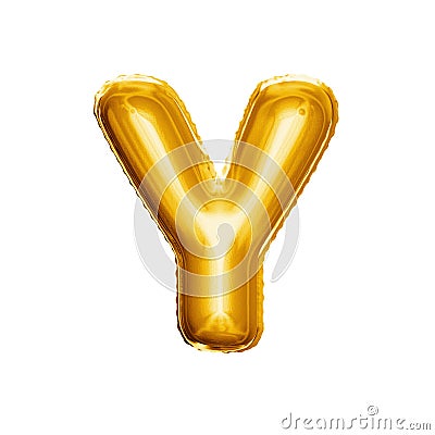 Balloon letter Y 3D golden foil realistic alphabet Stock Photo