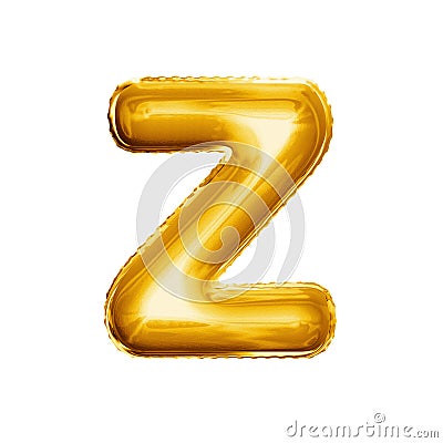 Balloon letter Z 3D golden foil realistic alphabet Stock Photo