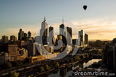 Balloon Over Melbourne Stock Photo