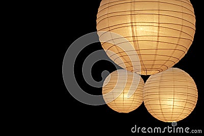 Balloon paper lamps on right Stock Photo