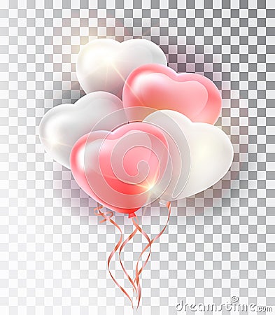 Balloon pink heart set. Symbol of love. Gift. Valentine s day . Vector realistic 3d object. Isolated vector object on a Vector Illustration