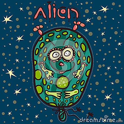 The balloon with a portrait of an alien Vector Illustration