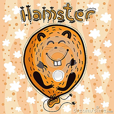 The balloon with a portrait of a happy hamster Vector Illustration