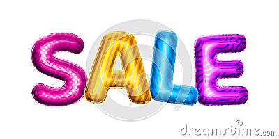 Balloon Sale text letters 3D golden foil realistic Stock Photo