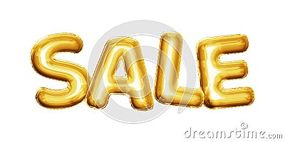 Balloon Sale text letters 3D golden foil realistic Stock Photo