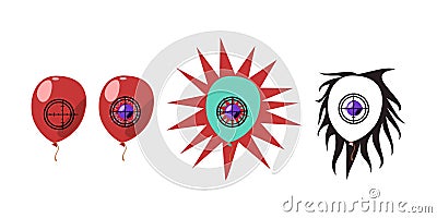 Balloon shooting animation phases Vector Illustration