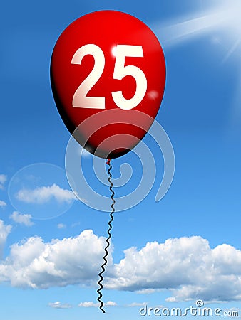 25 Balloon Shows Twenty-fifth Happy Birthday Stock Photo