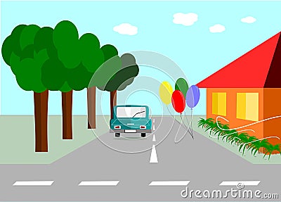 Balloon on the street Vector Illustration