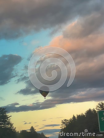 Balloon sunset above American Stock Photo