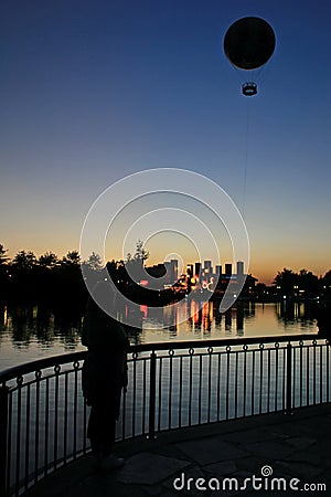 Balloon Sunset Stock Photo