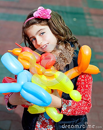 Balloon twisting art children happy Stock Photo