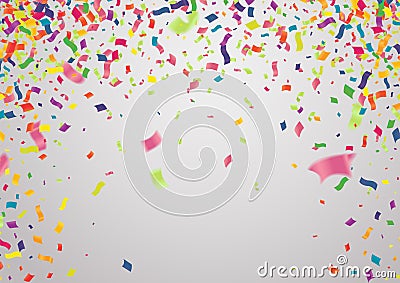 Balloons Abstract background Variegated Confetti Party Vector Background. Fun Streamer Template. Ribbon Shiny Poster. Multi Vector Illustration