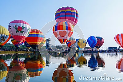 Balloons,Balloons in sky ,Balloon Festival,Singhapark International Balloon Fiesta 2017,Chiang Rai, Thailand Editorial Stock Photo