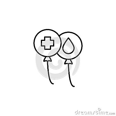 balloons blood donation icon. Element of blood donation for mobile concept and web apps illustration. Thin line icon for website d Cartoon Illustration