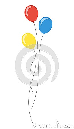 Balloons in cartoon flat style isolated on white background. Vector Illustration