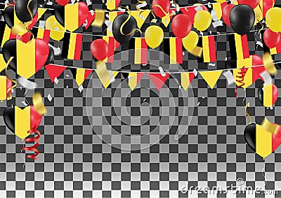 Balloons with Countries flags of national Belgium flags team group and ribbons flag ribbons, Celebration background template. vic Vector Illustration