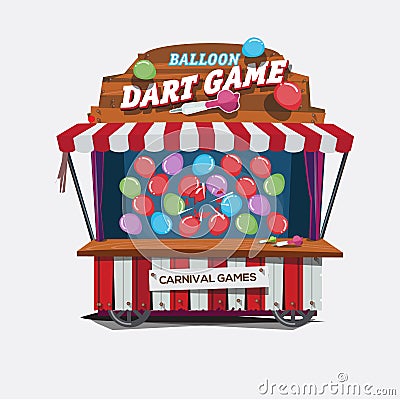 Balloons dart game. carnival cart concept - Cartoon Illustration