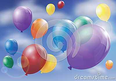 balloons floating in sky Stock Photo