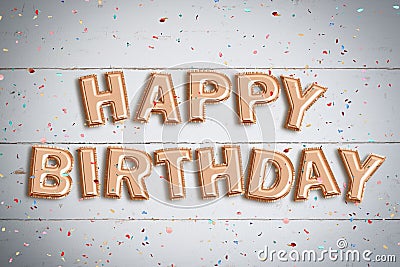 Balloons forming the words `Happy Birthday` Stock Photo