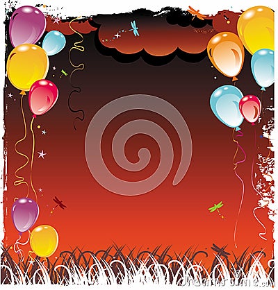 Balloons frame composition Vector Illustration