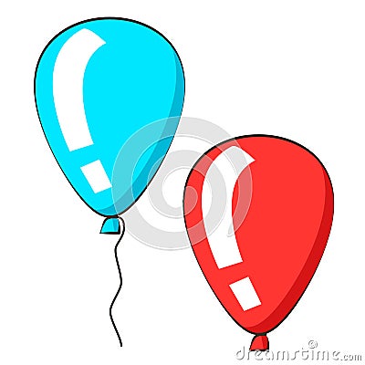 Balloons, icon, children`s drawing style. Vector Illustration