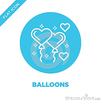 balloons icon vector from charity elements collection. Thin line balloons outline icon vector illustration. Linear symbol for use Vector Illustration