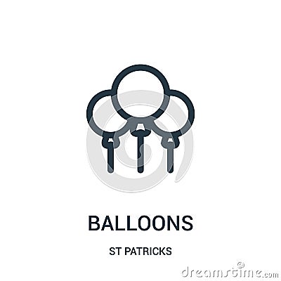 balloons icon vector from st patricks collection. Thin line balloons outline icon vector illustration. Linear symbol for use on Vector Illustration