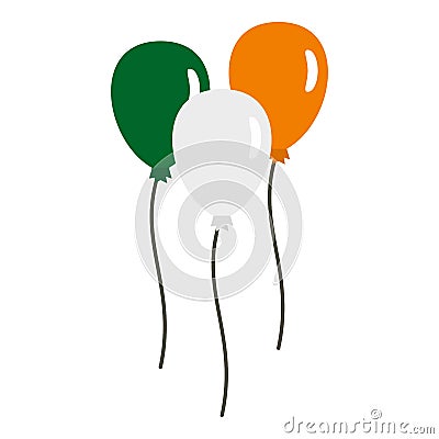 Balloons in Irish flag colors icon isolated Vector Illustration