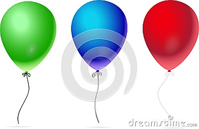 Balloons isolated icon on white background. Three colorful balloons. Vector illustration Vector Illustration