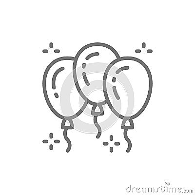 Balloons, party accessories line icon. Vector Illustration