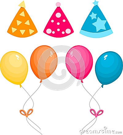 Balloons and party hat Vector Illustration