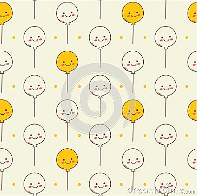 Balloons seamless background in kawaii style vector Stock Photo
