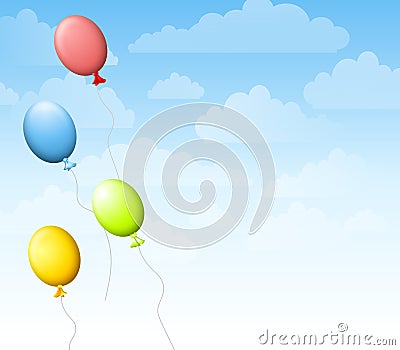 Balloons in The Sky Background Cartoon Illustration
