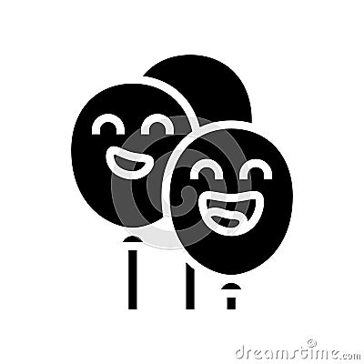 balloons smile character glyph icon vector illustration Vector Illustration